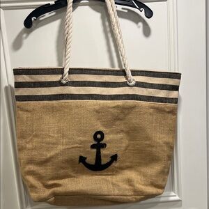 Striped Anchor Tote Bag